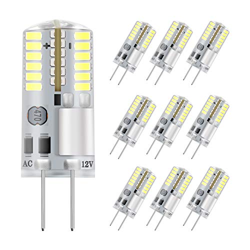 DiCUNO G4 3W Bi-pin LED Bulb, 30W T3 Halogen Bulb Equivalent, AC/DC 12V Daylight White 6000K, Non-dimmable LED Light Bulb for Home Landscape of 10 Pcs