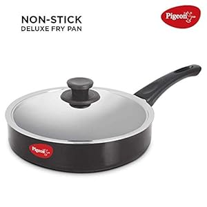 Pigeon by Stovekraft Deluxe Non-Stick Aluminum Fry Pan, (Black, 25.5cm)