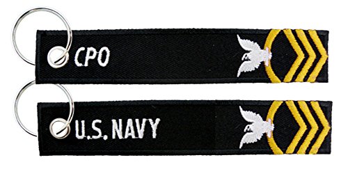 U.S. Navy Chief Petty Officer Black Embroidered Key Chain