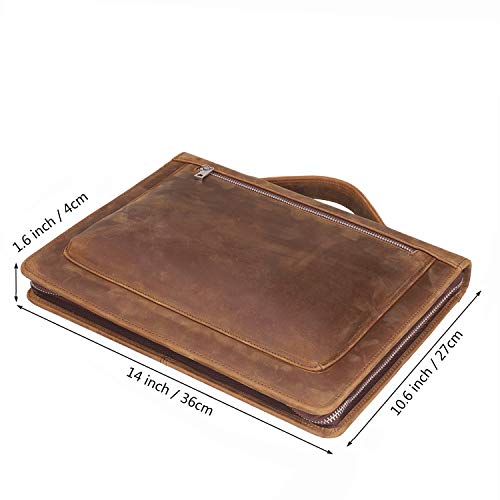 Handmade-Vintage-Crazy-Horse-Leather-Portfolio-Letter-Size-NotepadLegal-PadBusiness-Organizer-Padfolio-with-Handle-for-Men-and-WomenWork-Portfolio-with-Notepad-for-Meeting-and-Travel-Brown