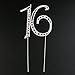 Pixnor Sweet 16 Cake Topper Rhinestone Number Sixteen 16th Birthday Party Decoration Silver