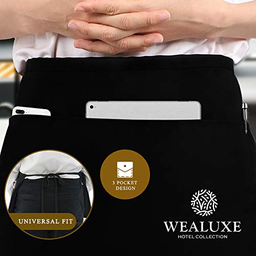 12 Pack Black Server Waist Aprons, Waitress Half Apron Pricepulse