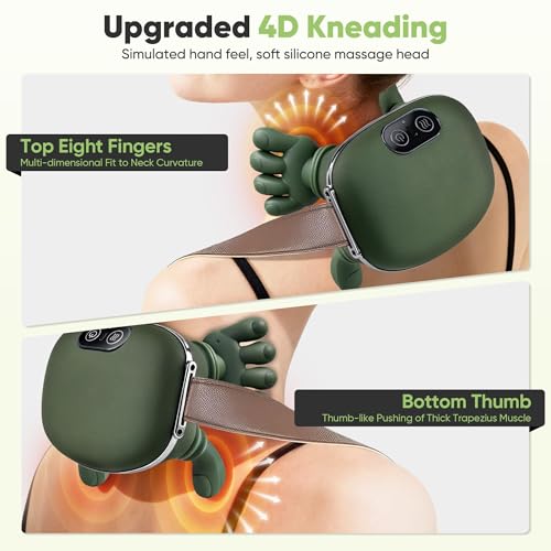 Electric Cervical Massager, 4D Cervical Massager, with Three Kneading Modes and Two Heat Settings to Deeply Release Muscle Tension, Ideal Gift for Dads, Moms and Friends