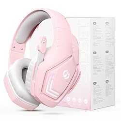 Bocodow Pink Gaming Headphones with Mic, Newest