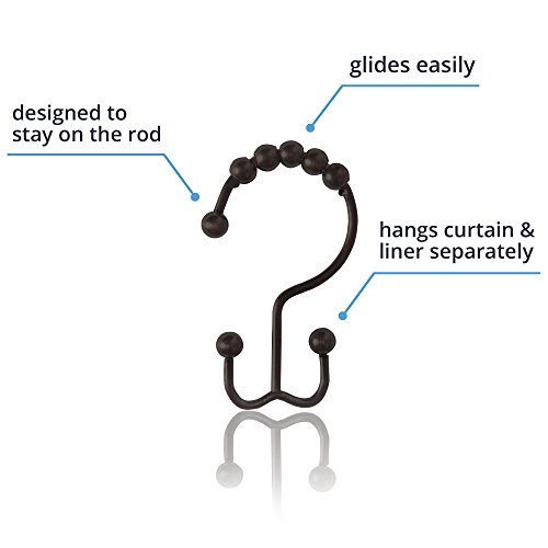 Maytex RustResistant Metal Double Roller Glide Shower Hooks, Set of 12