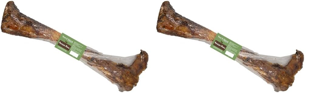 Pure & Natural Roasted Venison Dog Bone - Deer Legs for Dogs, Natural & Long Lasting Dog Chew Bones for Large Dogs and Aggressive Chewers - Pack of 2