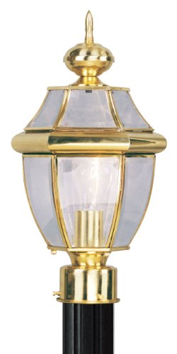 Livex Lighting 2153-02 Outdoor Post with Clear Beveled Glass Shades, Polished Brass