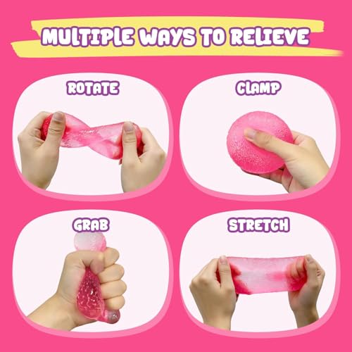 1PCS Stress Balls,Squishy Fidget Toys for Kids and Adults, Super Solid Sugar Balls for Classroom Prize Favors Easter Basket Stuffers & Easter Gifts (Pink)