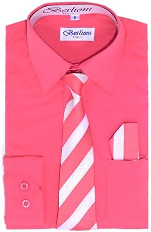 Paragon Stores Boy's Dress Shirt, Necktie, and Hanky Set - Coral, Size 10