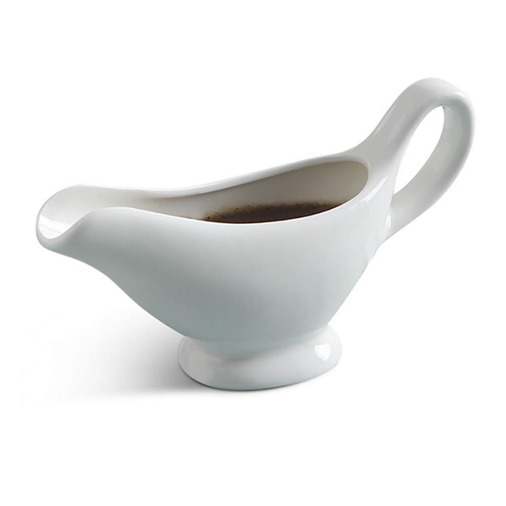 White Porcelain Gravy Sauce Boat Container Plate Tableware 180ML