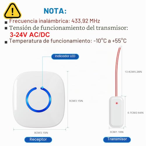 COTINSE Wireless Signal Repeater, Wireless Doorbell Extension, Wireless Gong Repeater Set, Doorbell Amplifier for existing Doorbells and Systems