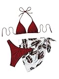 SOLY HUX Women's 3 Piece Swimsuits Print Halter