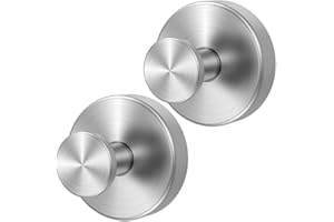 Strong Suction Cup Hooks, No Drill Removable Stainless Steel Hooks for Bathroom Shower Wall Glass, 2 Pack Silver