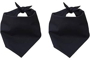 EechicSpace Plain Dog Bandana Blank Scarf Black Cotton for Small Medium Large Dogs 2 Pack