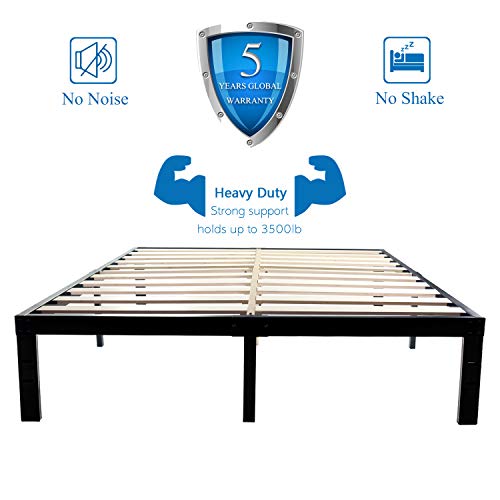 14 Inch Metal Platform Bed Frames / Wood Slat Support / No Box Spring