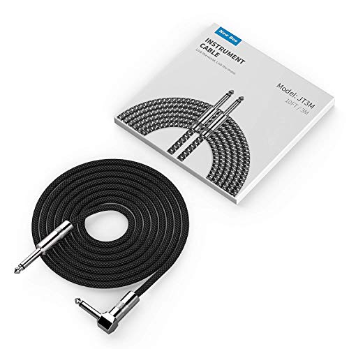 Cable de Guitarra, Cavo Audio Professionale, Adaptador de Audio Estéreo Balanceado Cable Trenzado de Nailon,Cable Amplificador de Bajo para Guitarra Eléctrica, Bajo, Mandolina Eléctrica (Ángulo, 3M)