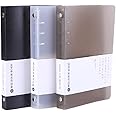 3 Pack A5 A6 B5 Round Ring Binder Cover 6-Ring 9-Ring PVC Binder Covers Refillable Notebook Loose Leaf Binder Protector (Inner Paper Not Included) (A6 white black coffee 3 pack)