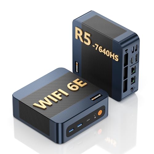 BOSGAME P3 Mix Mini PC Windows 11 Pro AMD Ryzen 5 7640HS fino a 5,0 GHz, 16 GB DDR5 512 GB SSD Mini Computer| Triplo Display 4K HDMI DP USB4, Dual LAN 2.5G, WiFi 6E, Bluetooth 5.2 per Home e Ufficio