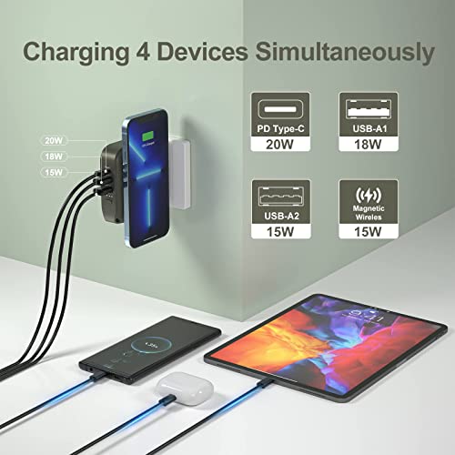 MYao Wireless Power Bank, 15W Wireless Portable Phone Charger
