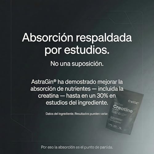 CellX | Creatina Ultra Pura | 120 Servicios | Magnesio, Bisglicinato, y AstraGin en Polvo, 648 g | Suplemento Alimenticio Vegano de Alta Absorción | Duración 4 Meses
