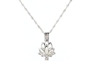Sky Blue Glow In The Dark Lotus Flower Shaped Pendant Necklace For Women Nice and Professional