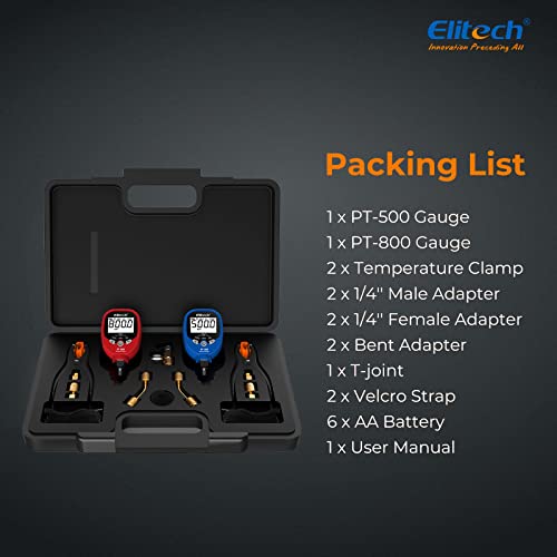 Elitech Digital AC Gauge Set HVAC Gauges APP Monitoring With