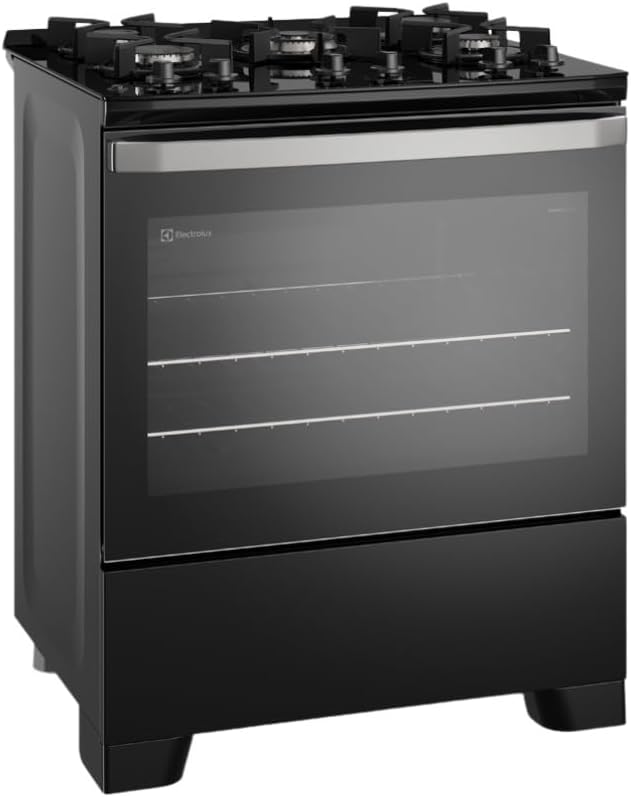 Fogão de Piso 5 Bocas à Gás Electrolux FE5GB Efficient com Mesa de Vidro Preto Bivolt