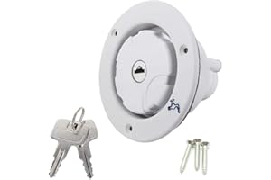 NOBRANDED kuayi RV Fresh Water Locking Cap Spring and Seal Ring Design with Inlet Gravity Fresh Water Filling Hatch for Camping Trailer Gravity RV (White)