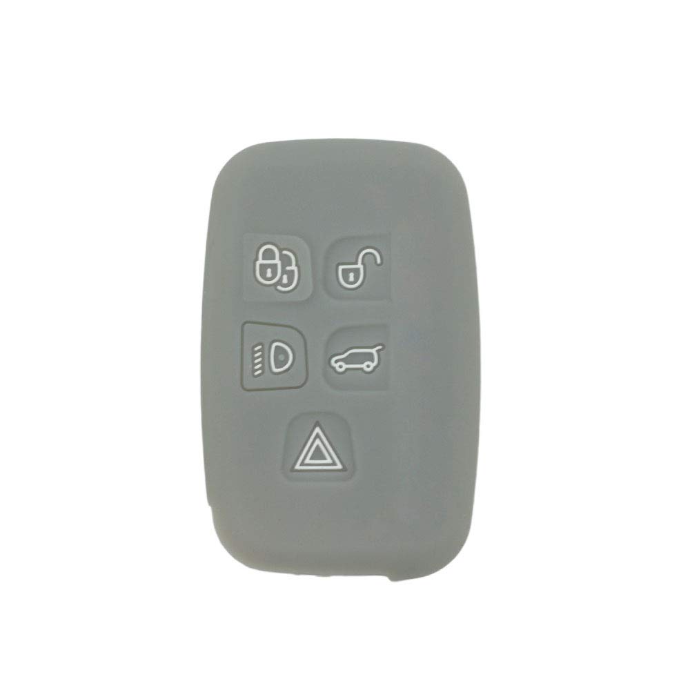 BROVACS Silicone Cover Protector Case Holder Skin Jacket Compatible with LAND ROVER LR4 Range Rover 5 Button Smart Remote Key Fob CV4982 Grey — image 1