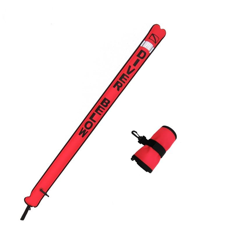 Namvo High Visible Surface Marker Buoy Scuba Diving Safety Underwater Inflatable Float Sausage Diver Below Signal Tube with Reflective Tape & Dive Flag(1.2m*15cm)