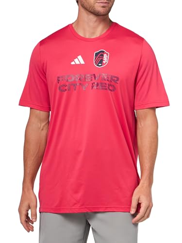 adidas Men's St. Louis City SC Pre-Game Short Sleeve T-Shirt, Power Pink/St. Lo…