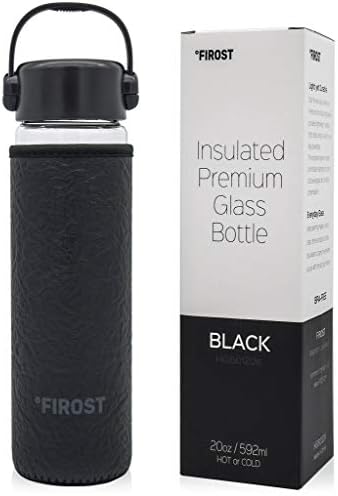 FIROST Glass Water Bottle, Premium Insulated Wide Mouth Design with Handle