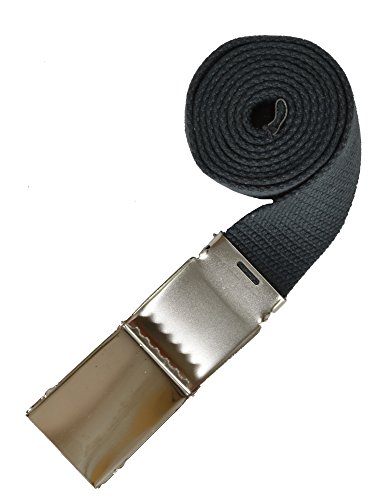 Marshal Wallet Flip-Top Buckle Fabric Belts with Brass Silver Buckle (Grey)