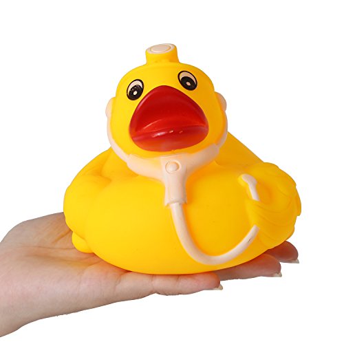 4.7" Yellow Ducks Rubber Bath Toy Pure Natural Cute Rubber Doctor Ducky with Stethoscope for Baby(No.A38123) - Thumbnail 3