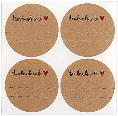 Handmade with Love Labels with Red Heart Design by Once Upon Supplies, Canning Mason Jar Labels Stickers, 2 Inches Size for Regular Mouth Jars, 40 Pcs