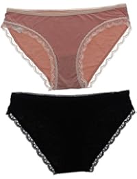 Intimates Womens Lace Trim Bikini Panties (2 PR), Black Blush
