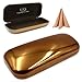 MyEyeglassCase Hard Eyeglass Case for women medium clam shell holder for glasses and small sunglasses w/Cloth (AS126 Metallic Bronze)