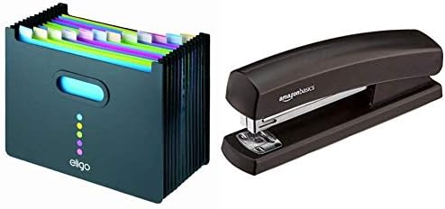 Snopake 15174 Eligo 13 Part Desk Storage Expander A4 Landscape Black & AmazonBasics Stapler with 1000 Staples, Black