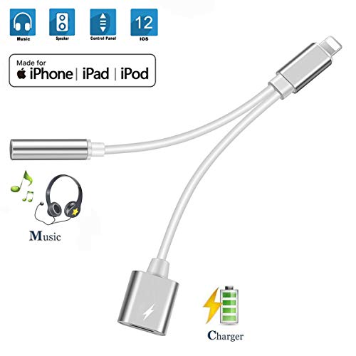 for iPhone 3.5mm Headphone Jack Adapter for iPhone Lightnįng to 3.5 mm for iPhone Adapter Dongle 2 in 1 Converter Splitter Cable Aux Audio Adaptor for iPhone 7 Plus/8/ X/R/XS Max for iOS 12 or Later