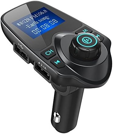 Bluetooth FM Transmitter 1.44 Inch Display Radio Adapter Car Kit with 5V 2.1A USB Car Charger MP3 Player Read Micro SD Card and USB Flash Drive