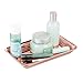 mDesign Metal Storage Organizer Tray for Bathroom Vanity Countertops, Closets, Dressers - Holder for Watches, Earrings, Makeup Brushes, Reading Glasses, Perfume, Guest Hand Towels - Rose Gold