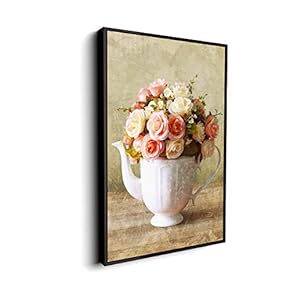 Canvas Wall Art for Living Room, Bedroom Vintage Flower Framed Canvas Prints for Home Decoration Ready to Hang - 16"x24" inches