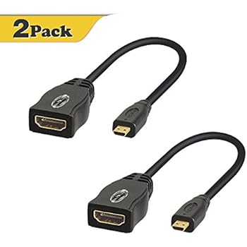 VCE (2-PACK) 4K Micro HDMI Male to HDMI Female Converter Adapter Cable 6 Inch