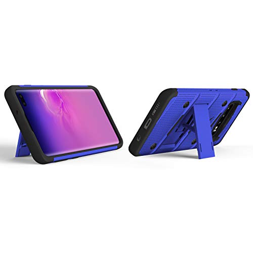 ZIZO Bolt Series Galaxy S10 Plus Case Military Grade Drop Tested with Built in Kickstand Holster Blue Black