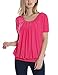 Timeson Women Shirts and Blouses Short Sleeve V Neck Pleated Front Tunic Top for Juniors X-Large Light Rose