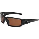 Honeywell Uvex Hypershock Safety Glasses, Black Fame with Espresso Polarized Lens &amp; Anti-Scratch Hardcoat (S2949)