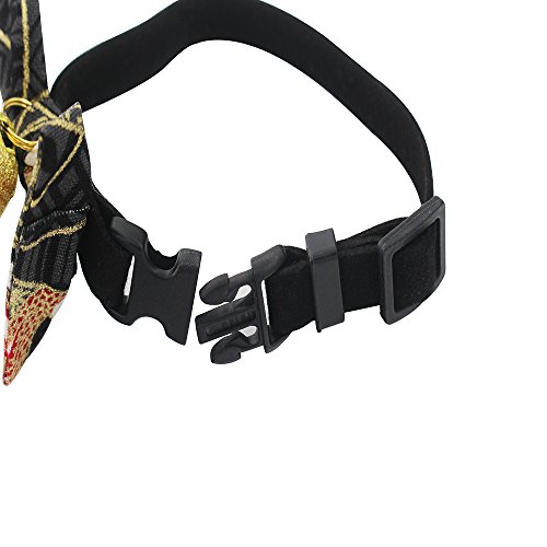 foviupet Pet Bow Collar Cat Bow Tie 3 Pack/Set Cat Collar kitty Adjustable Japanese kimono style bow dog collar leash cat accessories With The Bell For Cats And Small Dogs (Medium, Black)