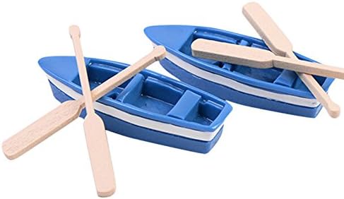 Amazon Ppooかわいいミニボートモデルのおもちゃ子供のための船パドルモデルセット木製子供知育玩具 1 セット 1 個ボートと 2 個オール Blue 船 潜水艦 おもちゃ
