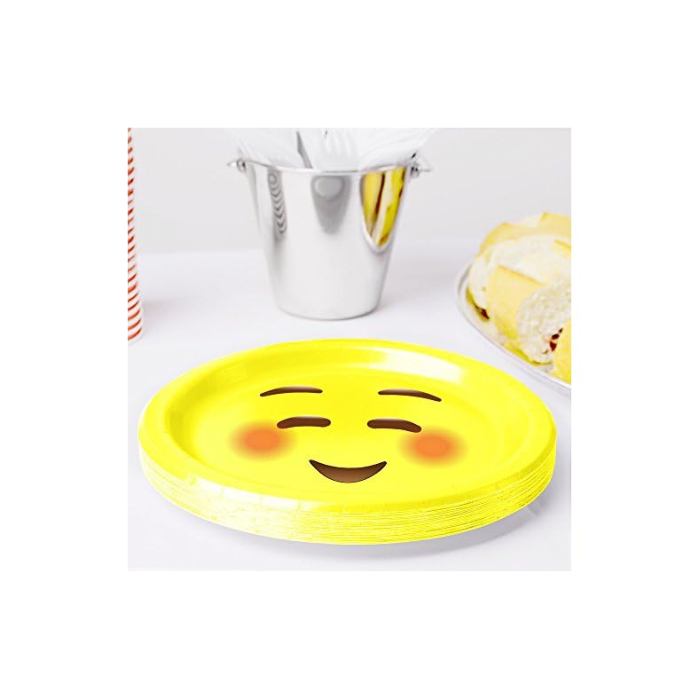 10″ Inch Emoji Paper Party Plates by LiveEco Emoji Party Supplies 20