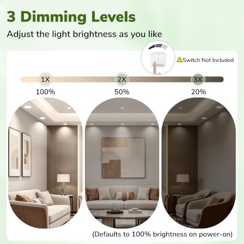 Laiebri Pack de 6 Focos LED Empotrables Extra Planos 25mm, 6W 600LM Regulable 3 Intensidades sin Regulador, 2700K 4000K 6000K, IP44 Ojos de Buey LED Techo, Corte Ø58-68mm 230V, Blanco